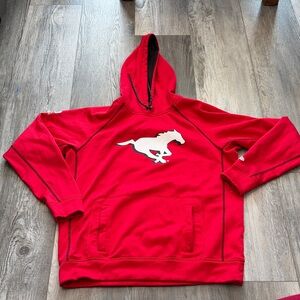 New Era Red Hooded Sweatshirt with Stampeders Logo